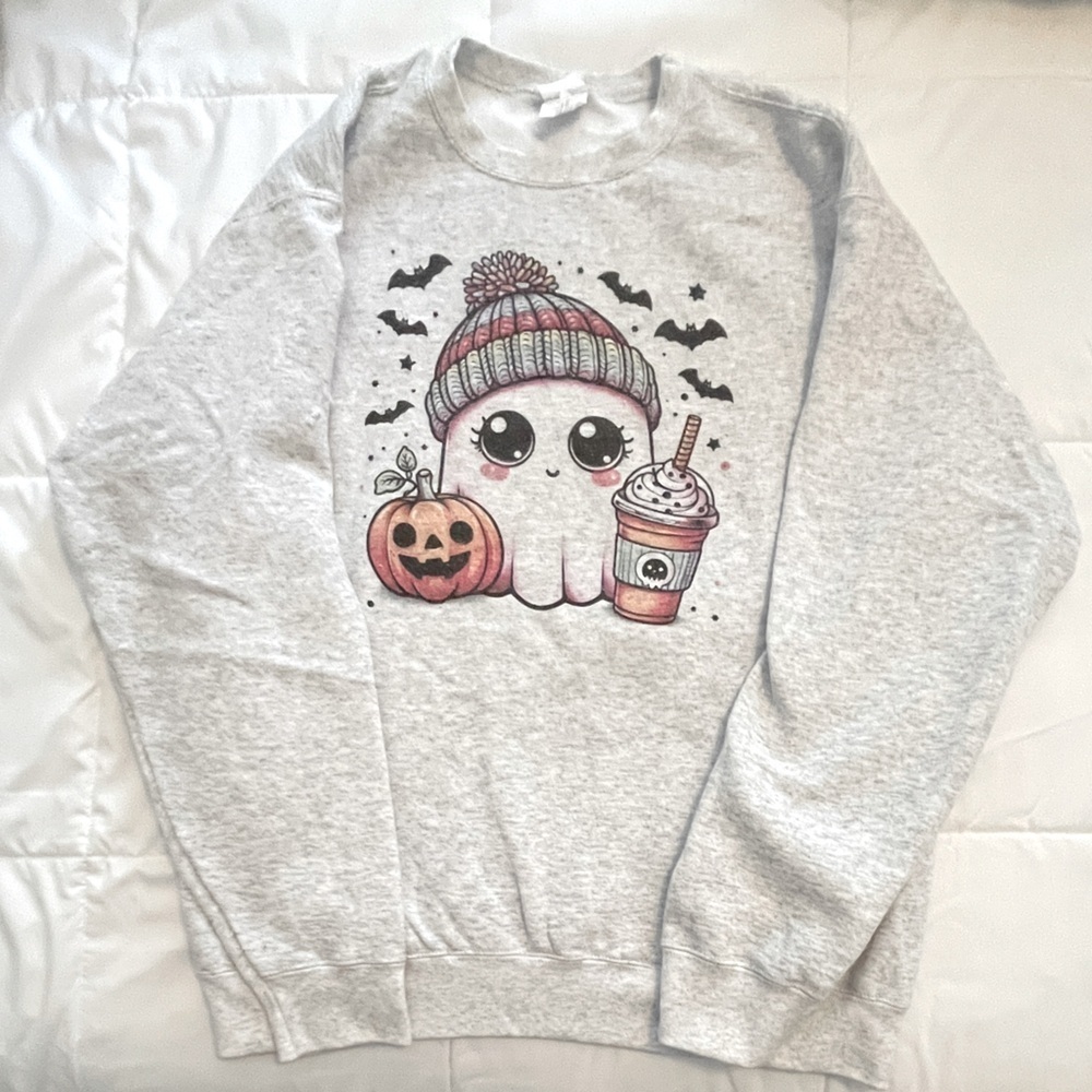Cute Halloween Ghost Sweatshirt Size Large